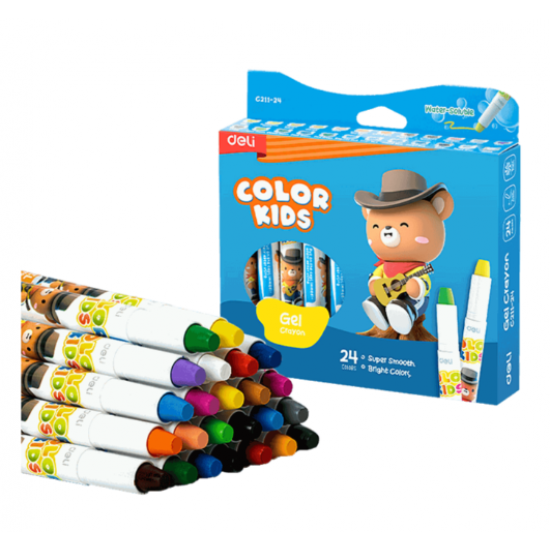 DELI ΚΡΑΙΓΙΟΝ GEL TWIST ΥΔΑΤΟΔΙΑΛΥΤΟ WASHABLE BLISTER 24 ΧΡΩΜΑΤΑ & ΠΙΝΕΛΟ Φ17x134mm GENIUS